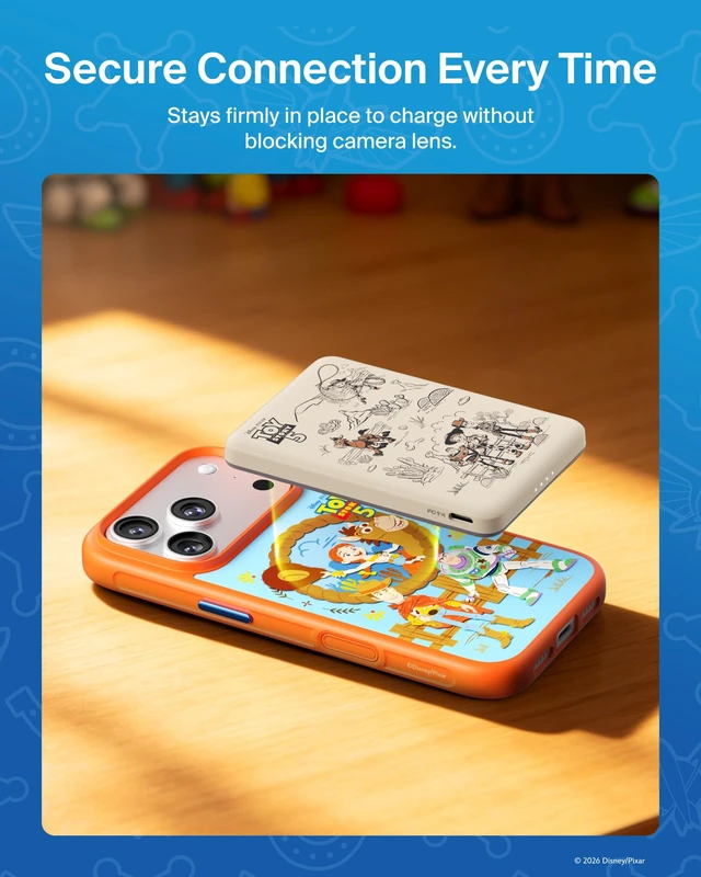 Alt view image 2 of 7 - Belkin Disney Toy Story 5 Magnetic Power Bank 5000mAh Portable Charger | Wireless Charging Battery Pack, iPhone 17, iPad, Samsung Galaxy, Pixel, Ultra Slim, USB C Port, USB C Cable, Charge 2 Devices