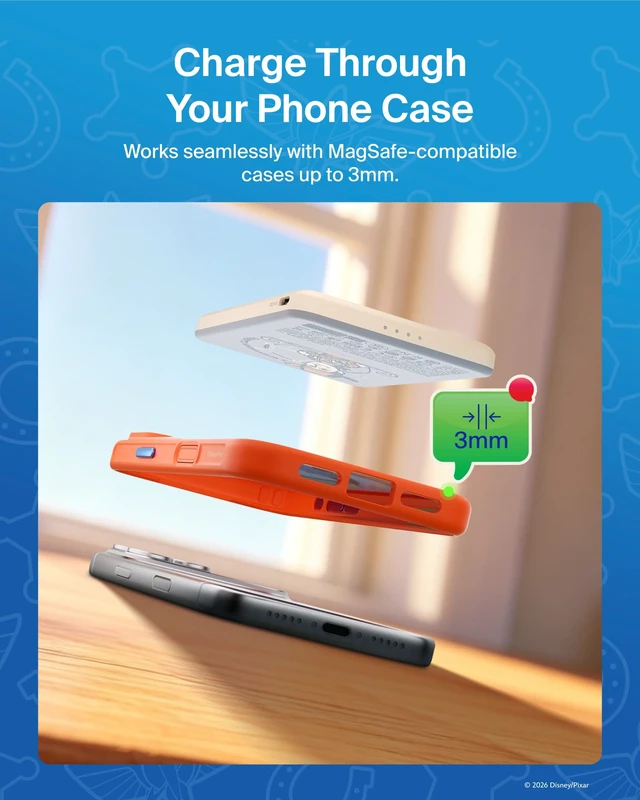 Alt view image 7 of 7 - Belkin Disney Toy Story 5 Magnetic Power Bank 5000mAh Portable Charger | Wireless Charging Battery Pack, iPhone 17, iPad, Samsung Galaxy, Pixel, Ultra Slim, USB C Port, USB C Cable, Charge 2 Devices