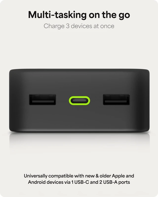 Alt view image 4 of 7 - mophie Powerstation XL Power Bank 2023-20,000 mAh Large Internal Battery, (2) USB-A Ports and (1) 20W USB-C PD Fast Charging Input/Output Port, Travel-Friendly