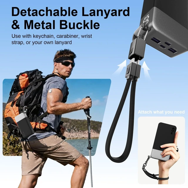 Alt view image 6 of 7 - NOBIS Portable Charger 20000mAh 45W Power Bank w/Detachable Cable | 2C+2A Battery Pack w/Dual Type-C Cable, Battery Bank w/ Digital Display for Phone, Laptop, Steam Deck