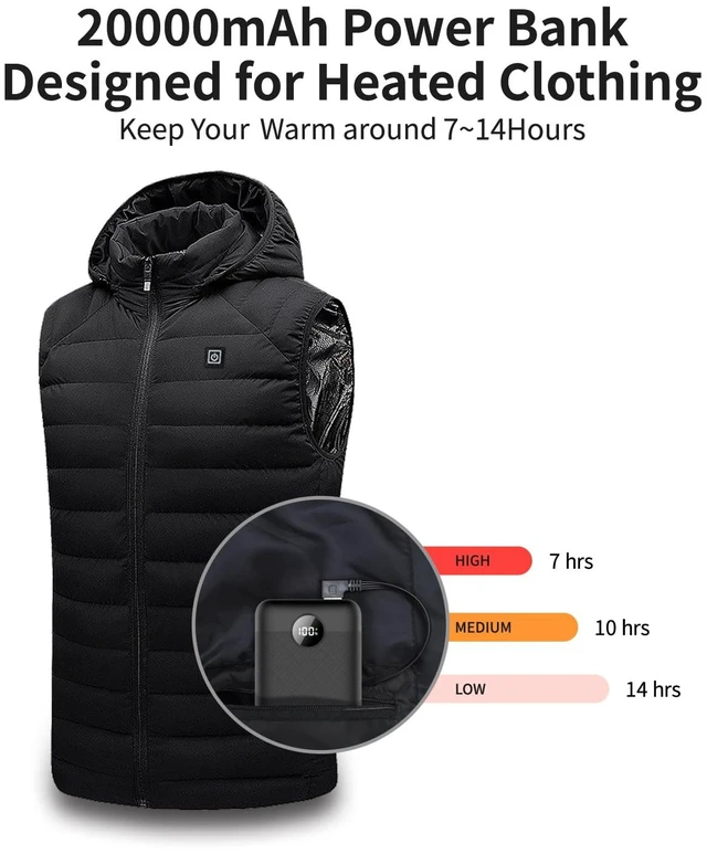 Alt view image 2 of 6 - OKZU Lightest 5V 2A USB 20000mAh Heated Vest Battery Pack, Power Bank for Heated Jacket, Hoodies, Stadium Seats, Fast Recharging Portable Charge for Heated Clothing, Camping Chair (Black, 20000mAh)