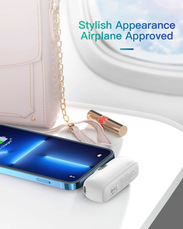 Alt view image 5 of 7 - Kuulaa Small Portable Charger iPhone with Built-in Lightning Cable 5000mAh Power Bank Fast Charging for iPhone 14/13/13 Pro/12/12 Pro/11/XR/XS/X/8/7/6, White