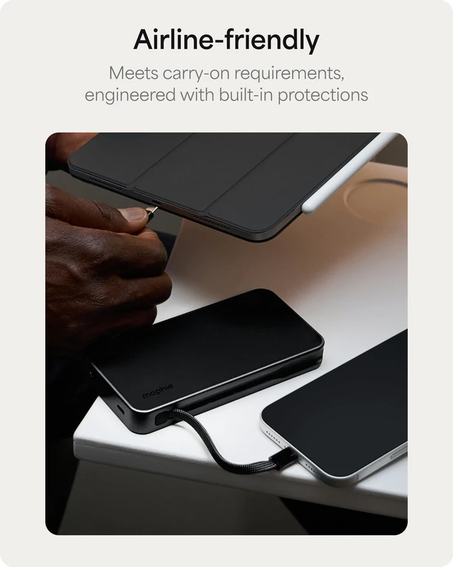 Alt view image 4 of 7 - Mophie Powerstation Plus 10K Portable Charger, Signature Series | 10,000mAh Power Bank for iPhone 17 / 16, 2 Integrated USB-C Cables, 30W Fast Charging, Premium Build, Airline Friendly