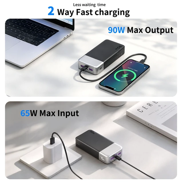 Alt view image 7 of 7 - NOBIS 90W Portable Charger 20000mAh Laptop Power Bank Fast Charging | PD Fast Charging Battery Pack, 4-Port, Digital Display, Compatible Laptop, Tablet, Phone and More