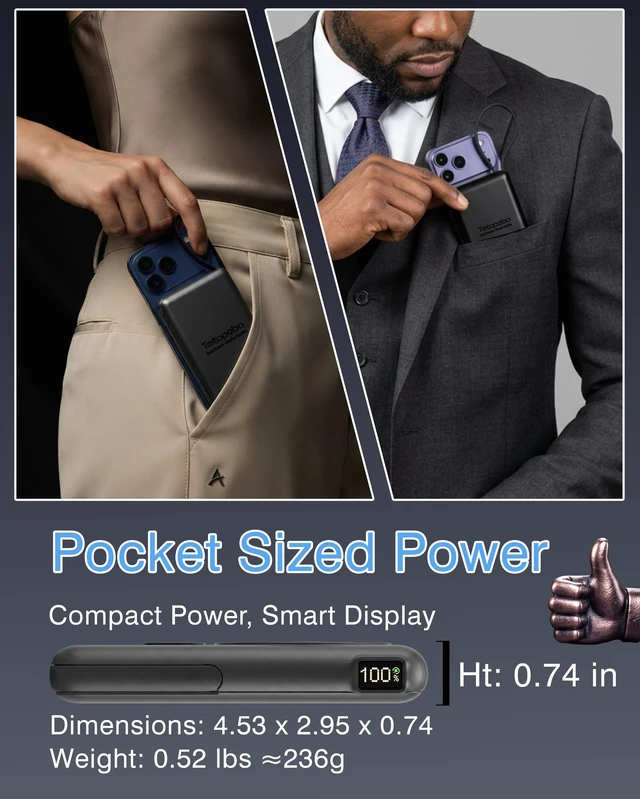 Alt view image 6 of 7 - TmtopeboSSB10 10000mAh Semi-Solid-State Qi2 Certified Wireless Power Bank | Portable Fast Charging; semi-solid; 25W wireless/30W USB-C; air-approved; Apple/Samsung/Google/moto/watches/MagSafe/Qi2