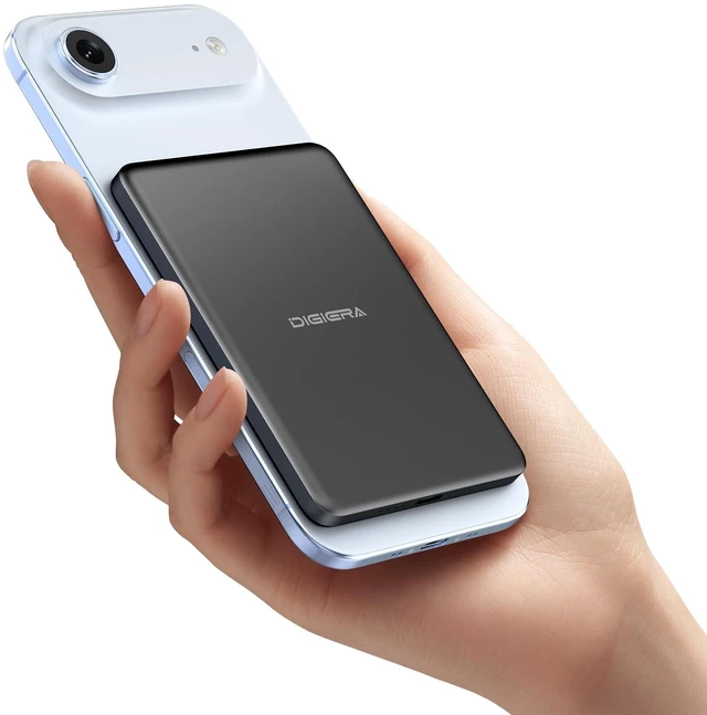 Main image of DIGIERA Magnetic Portable Charger, Ultra Slim Power Bank, 5000mAh 15W/20W | 15W Wireless/20W USB-C PD Fast Charging, Ultra-Slim 6.8mm Lightweight 2.9oz, Compatible with iPhone 18/17/16/15 & Android