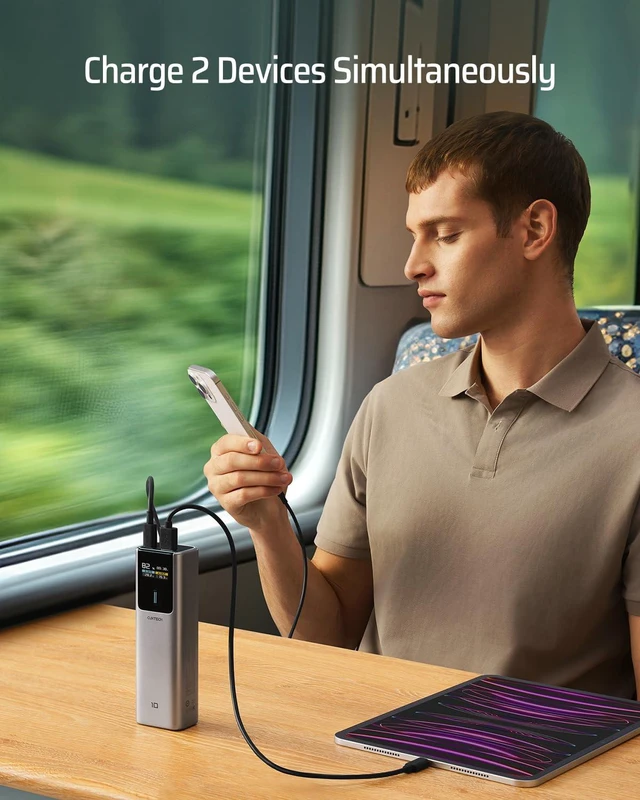 Alt view image 3 of 7 - CUKTECH 10 Power Bank 10000mAh(4S1P), 100W USB C Portable Charger with Smart Display, PD3.0 Fast Charging External Battery Pack for iPhone 16/15/14/13, Samsung, MacBook, Dell, Steam Deck and More