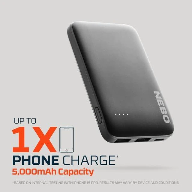 Alt view image 2 of 6 - 5K Power Bank, 5000mAh, Compact & Portable, USB & USB-C Dual Charging | 5000mAh, 18.5Wh Portable Power Bank, Charges 2 Devices, 1x USB-C & 2x USB-A, Quick Charge, Includes Charging Cable & Adapter