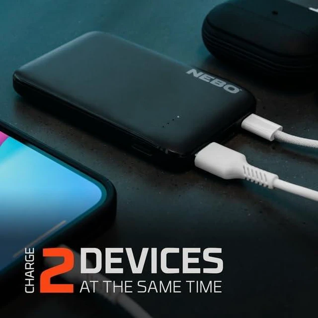 Alt view image 5 of 6 - 5K Power Bank, 5000mAh, Compact & Portable, USB & USB-C Dual Charging | 5000mAh, 18.5Wh Portable Power Bank, Charges 2 Devices, 1x USB-C & 2x USB-A, Quick Charge, Includes Charging Cable & Adapter
