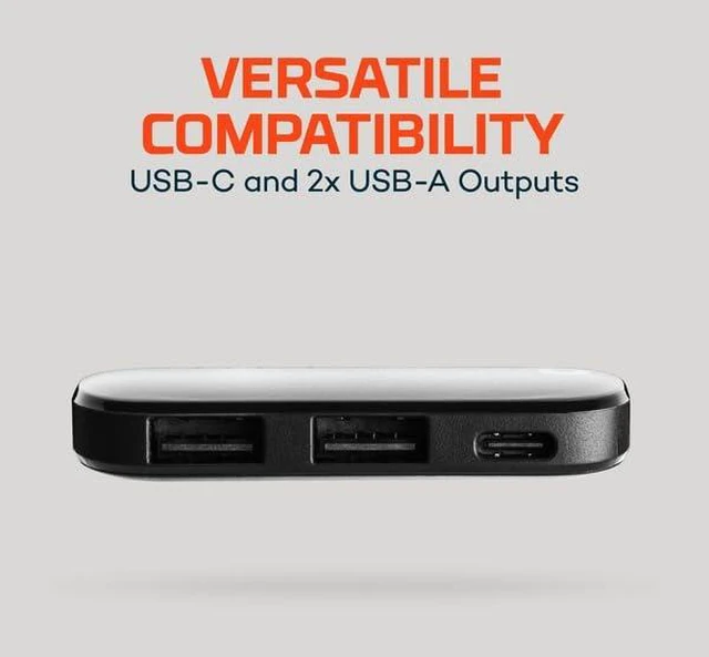 Alt view image 6 of 6 - 5K Power Bank, 5000mAh, Compact & Portable, USB & USB-C Dual Charging | 5000mAh, 18.5Wh Portable Power Bank, Charges 2 Devices, 1x USB-C & 2x USB-A, Quick Charge, Includes Charging Cable & Adapter