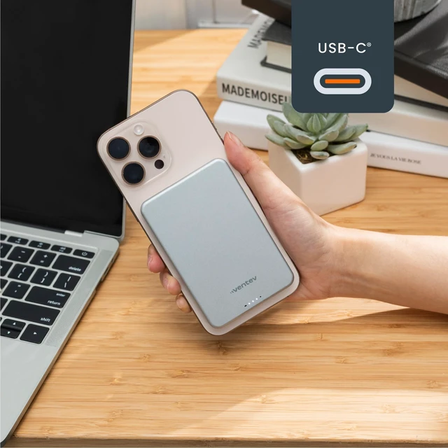 Alt view image 4 of 7 - Ventev 5K mAh Qi2 Wireless ULTRAFAST Portable Magnetic Charging Power Bank | Charge 2 Devices
