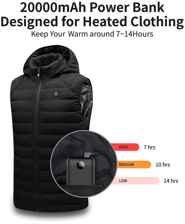 Alt view image 2 of 6 - OKZU 5V 2A USB 20000mAh Heated Vest Battery Pack, Power Bank for Heated Jacket, Hoodies, Stadium Seats, Fast Recharging Portable Charge for Heated Clothing, Camping Chair