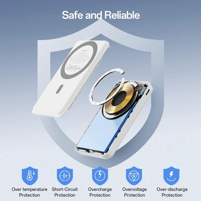 Alt view image 6 of 7 - iWALK Qi2 Certified 15W Magnetic Wireless Power Bank, 10000mAh Fast Charging Portable Charger with Adjustable Stand and LED Display, Compatible with iPhone 18/17/16/15/14/13/12