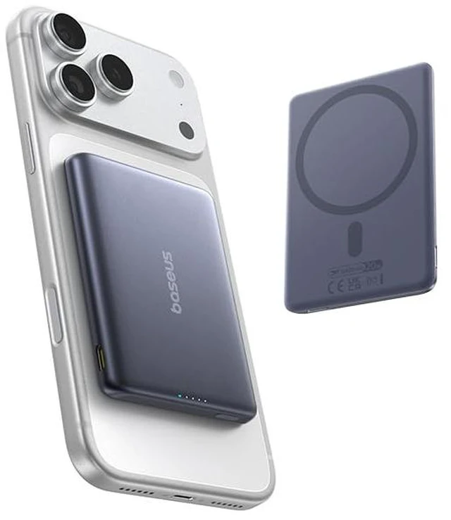 Main image of Baseus Picogo Power Bank, Smallest 7.5W MagSafe Portable Charger, 0.5" Ultra Slim 5000mAh Magnetic Battery Pack, Alloy Wireless Charger for iPhone 17 Pro Max/17 Air/16 Series