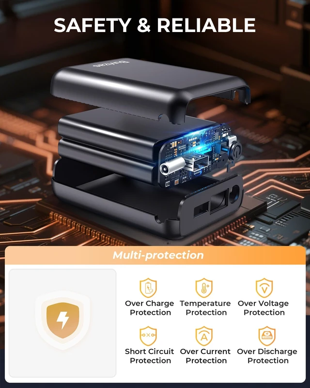 Alt view image 5 of 6 - Buvizas 7.4V 18400mAh Heated Vest Battery Pack, Portable Battery Pack for Heated Vest Compatible with ORORO, Power Bank for Heat Jacket for Sevdiea, for Topdot, for Wulcea(No 5V/12V)