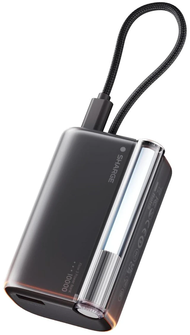 Main image of sharge 45W Mini Portable Charger 10000mAh Power Bank with Built-in Cable | Fast Charging Battery Pack with Built-in USB-C Cable, Compact Portable Phone Charger Travel Essentials Powerbank