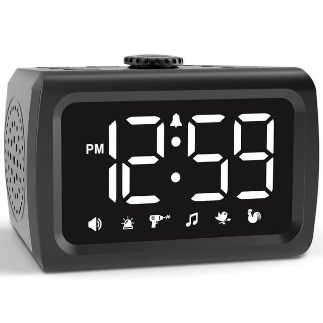 Main image of Peakeep Super Loud Alarm Clock for Heavy Sleepers Adults Teens, Big Numbers | 115dB, Auto Dim Large Display for Bedrooms, 6 Wake-up Sounds,USB Charger,Electric Powered Battery Backup, Oversleeping Fix