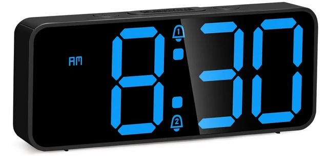 Main image of GLOVIC Small Digital Alarm Clock for Bedrooms, Battery Backup, Loud 105dB | battery operated digital clock, plug in, extra loud for heavy sleepers, easy to read, dual alarm, 5 brightness levels