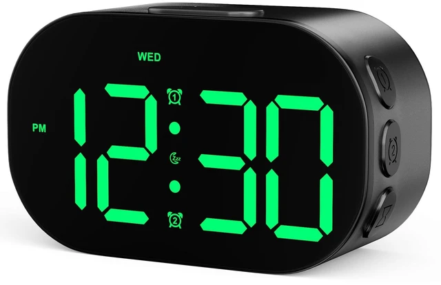 Main image of DTKID Digital Alarm Clock Bedside, Aluminium Clock with Large Numbers | Adjustable Brightness Volume, Snooze, 12/24H, USB and Battery Powered For Bedroom Nightstand Trave