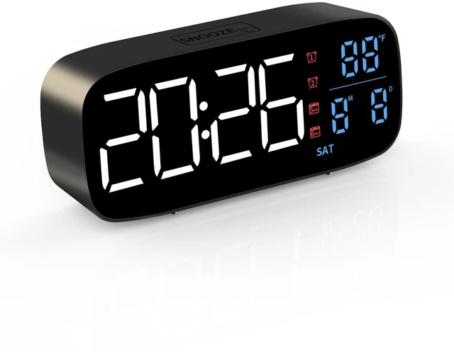 Main image of 3 in 1 LED Compact Plug-in Digital Alarm Clock for Bedroom,Heavysleepers | USB-C Powered2 set alarms13 ringtones,Adjustable Brightness/Volume,Temperature display,date/time display,Snooze function