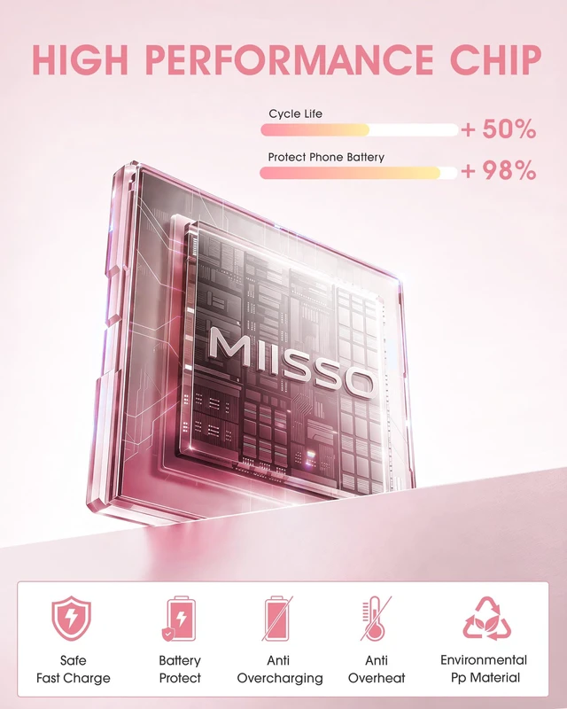 Alt view image 3 of 7 - miisso Ultra Slim 5000mAh Power Bank, Built-in Cables & AC Plug,Pink | Pocket Size Portable Charger,Mini Phone Charger,Travel Essential,USB C External Battery Pack Compatible with iPhone,Samsung