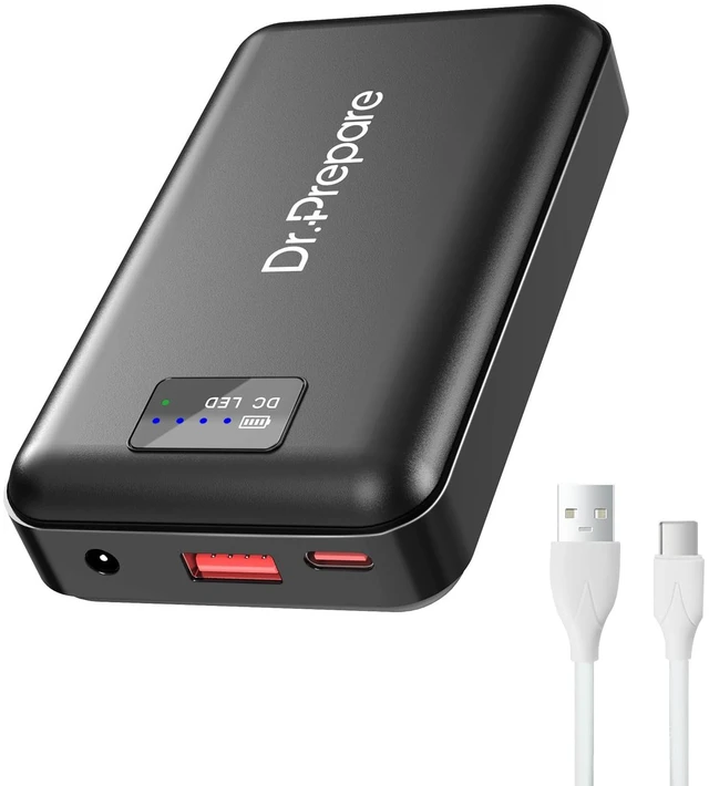 Main image of Dr.Prepare 16000mAh Battery Pack with 7.4V DC Output for Heated Vest, Faster-Charging Power Bank with 5V USB Output & Type C In/Output, Portable Compact Battery for Eye Mask, iPhone and iPad, Desk Fan