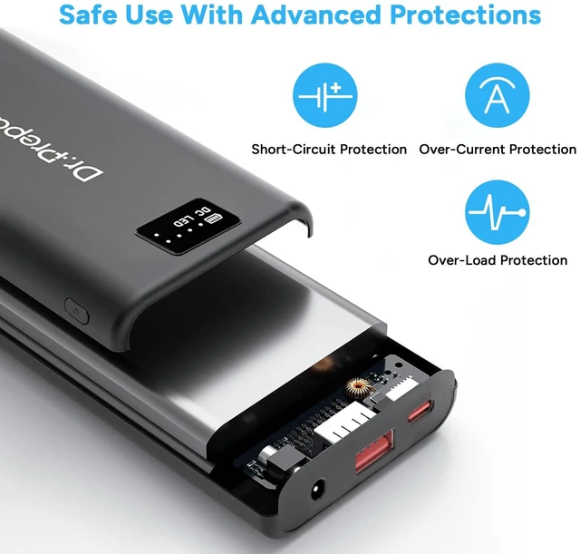 Alt view image 7 of 7 - Dr.Prepare 16000mAh Battery Pack with 7.4V DC Output for Heated Vest, Faster-Charging Power Bank with 5V USB Output & Type C In/Output, Portable Compact Battery for Eye Mask, iPhone and iPad, Desk Fan