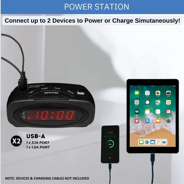 Alt view image 2 of 6 - Digital Alarm Clocks for Bedrooms, Loud Alarm Clock for Heavy Sleepers Perfect for Bedroom, Desk, and Office by Ken-Tech