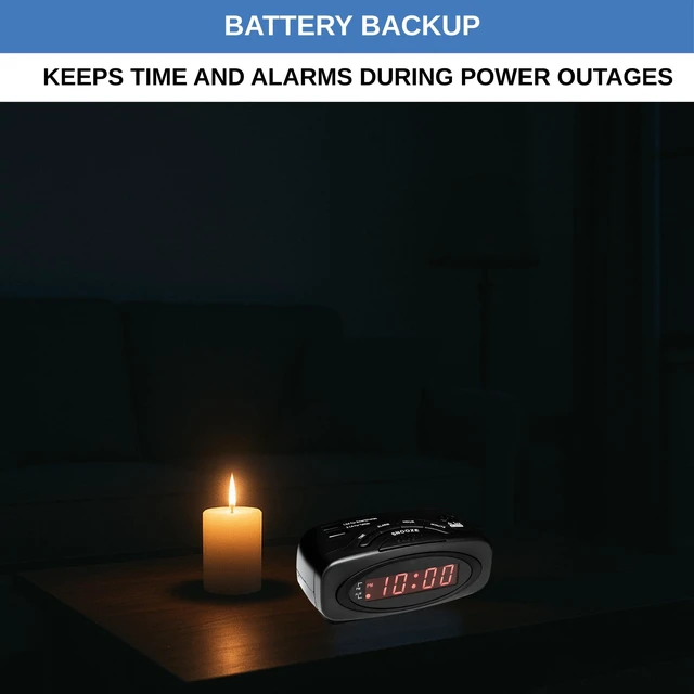 Alt view image 6 of 6 - Digital Alarm Clocks for Bedrooms, Loud Alarm Clock for Heavy Sleepers Perfect for Bedroom, Desk, and Office by Ken-Tech