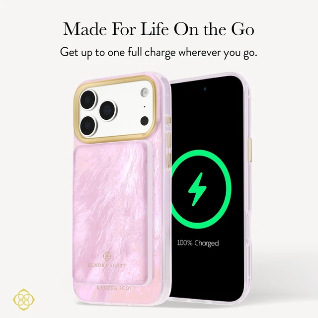 Alt view image 2 of 5 - Kendra Scott 5000mAh MagSafe Portable Charger w/LED Power Indicator - Pink | Stylish Compact Magnetic Power Bank - iPhone Charger for Fast Charging - Lightweight Wireless Battery Pack with USB-C Port