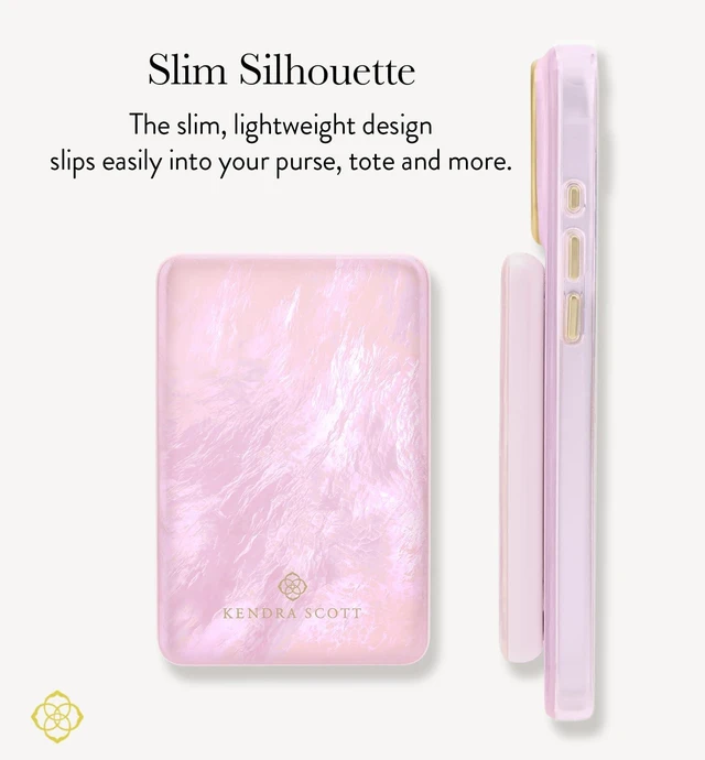 Alt view image 5 of 5 - Kendra Scott 5000mAh MagSafe Portable Charger w/LED Power Indicator - Pink | Stylish Compact Magnetic Power Bank - iPhone Charger for Fast Charging - Lightweight Wireless Battery Pack with USB-C Port