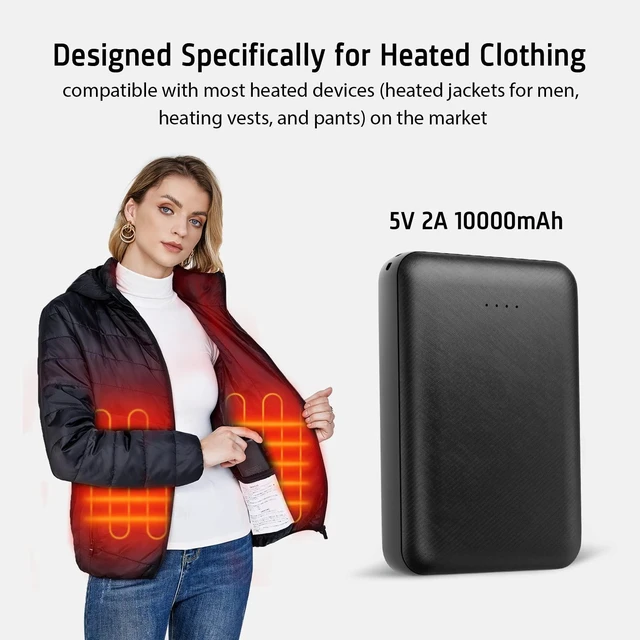 Alt view image 2 of 7 - Lyzuepely Rechargeable Battery for Heated Vest 10000 mAh Power Bank for Heated Jacket Heating Electric Vest Coat Hoodies Battery Pack for Man Women Heated Clothing