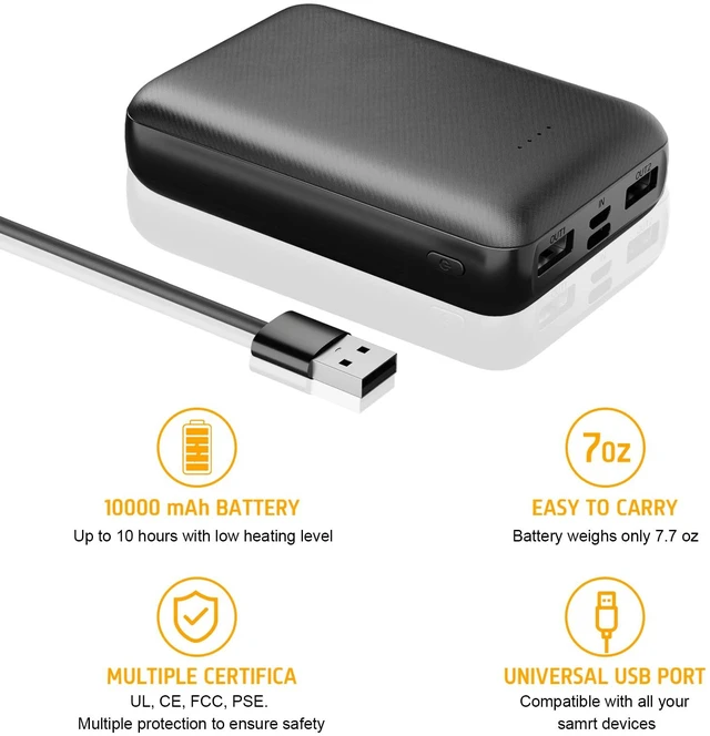 Alt view image 3 of 7 - Lyzuepely Rechargeable Battery for Heated Vest 10000 mAh Power Bank for Heated Jacket Heating Electric Vest Coat Hoodies Battery Pack for Man Women Heated Clothing