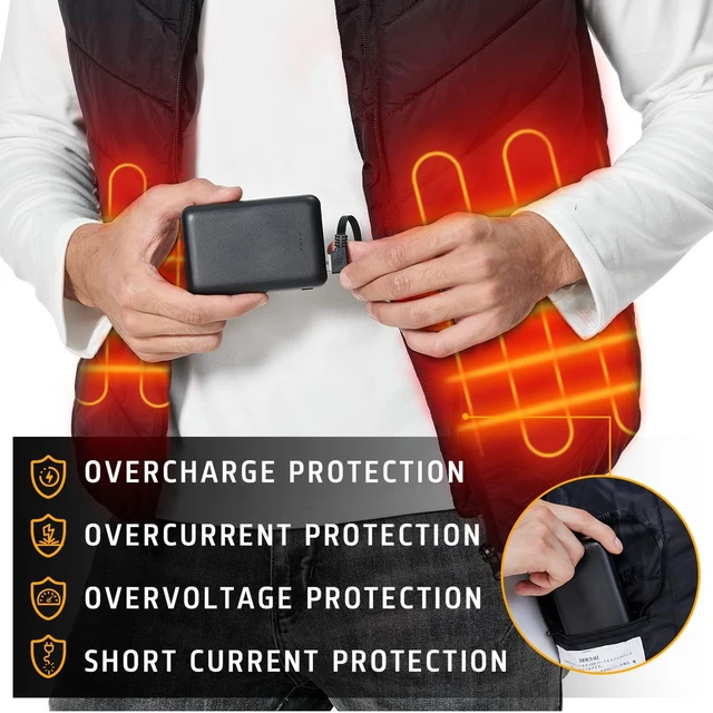Alt view image 6 of 7 - Lyzuepely Rechargeable Battery for Heated Vest 10000 mAh Power Bank for Heated Jacket Heating Electric Vest Coat Hoodies Battery Pack for Man Women Heated Clothing