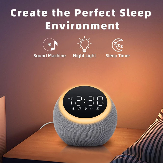 Alt view image 3 of 7 - Smart Alarm Clock with White Noise & Night Light for Bedrooms | 25 soothing sounds, adjustable volume, snooze & sleep timer for kids, adults, teens, and heavy sleepers