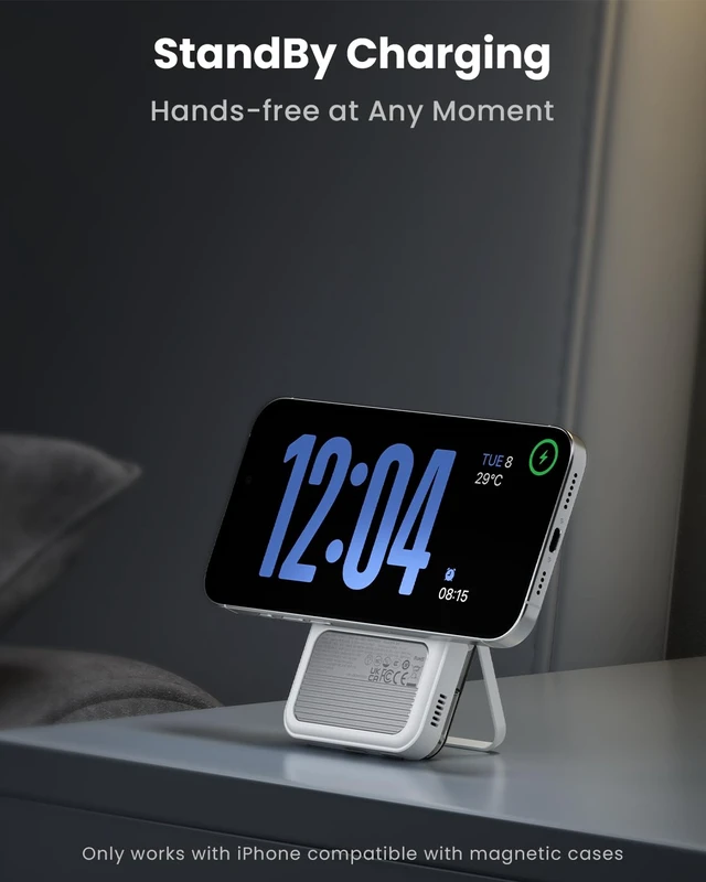 Alt view image 5 of 7 - sharge for MagSafe Power Bank Qi2 15W 10000mAh Magnetic Portable Charger | 30W Two-Way Wired Fast Charging, Active Cooling Battery Pack, Foldable Stand, Transparent