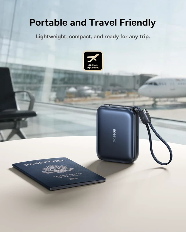 Alt view image 7 of 7 - Baseus PicoGo Mini Power Bank, 20000mAh 45W PD Portable Charger Built-in USB-C Cable, Travel Essential Compact Battery Pack, Fast Charging for iPhone Duo/18/17/16/15 Samsung S26/S25