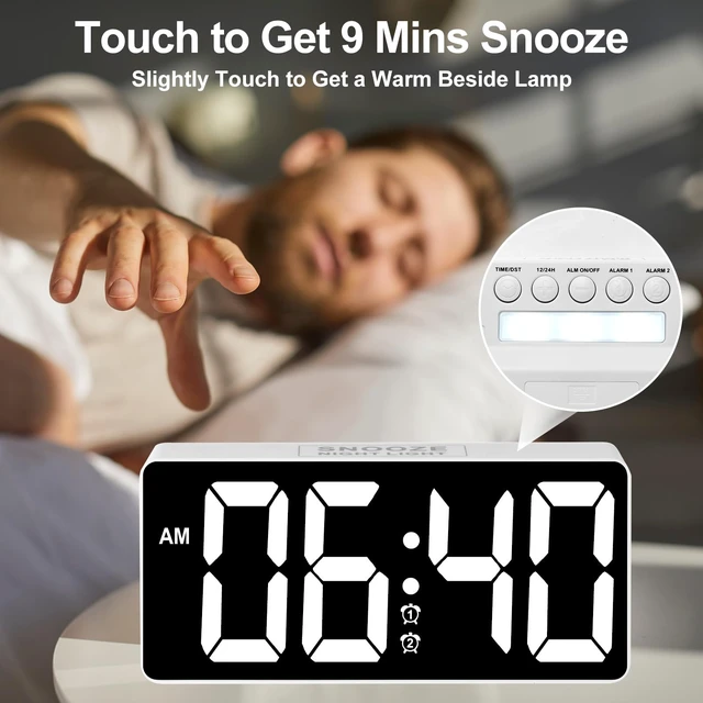 Alt view image 5 of 7 - PPLEE Alarm Clock for Bedroom with Night Light & Bold Digits-7 in Digital Clock with Dual Alarms & USB Charger Ports,Battery Backup,Adjustable Brightness&Volume,DST, Loud Desk Clock for Heavy Sleeper