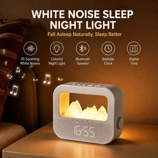 Alt view image 2 of 7 - Sunrise Alarm Clock for Heavy Sleepers Adults, Wake-up Light, Digital Clock with 7 Color Night Light, Sleep Sound Machine with Timer, Snooze Alarm, Adjustable Brightness for Bedroom, Kids, Adults