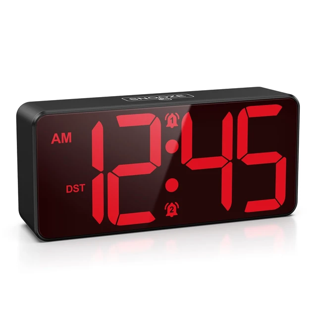Main image of Temracha Digital Alarm Clock, Battery Operated Digital Clock | Small Cordless Battery Clock, LED Large-Digit 4 Dimmers, 3 Brightness, Dual Alarm (Batteries Not Included)