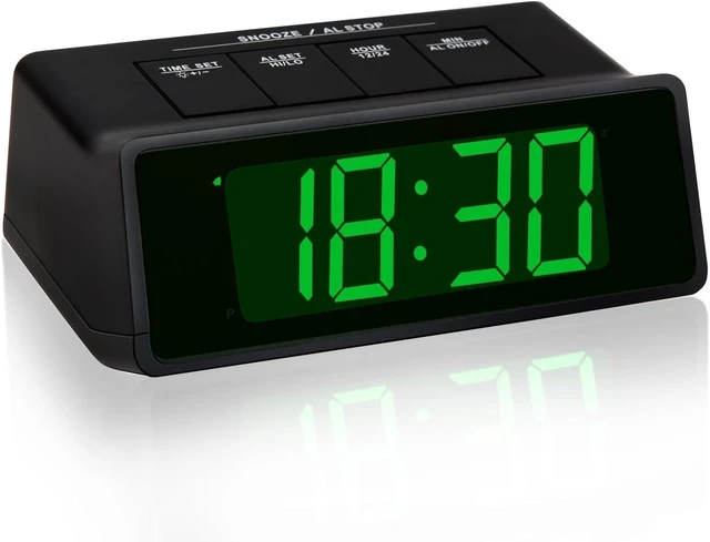 Main image of Timegyro LED Alarm Clock Large Display, 3 Brightness Levels, Super-Loud 110dB Alarm, Snooze, 12/24H, Battery Operated for Heavy Sleepers, Kids, Seniors (Black-Green Display)
