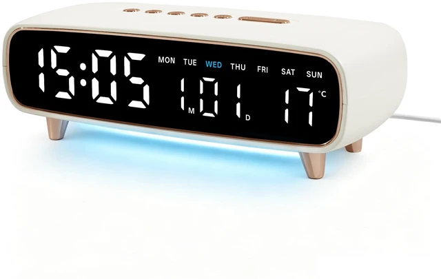 Main image of Lafocuse Digital Alarm Clock with Light, 8.2" LED Display White Digital Clock Type-C/Battery Operated with USB Charging, Dual Alarm, Temperature, DST, Snooze for Heavy Sleepers Bedroom Office