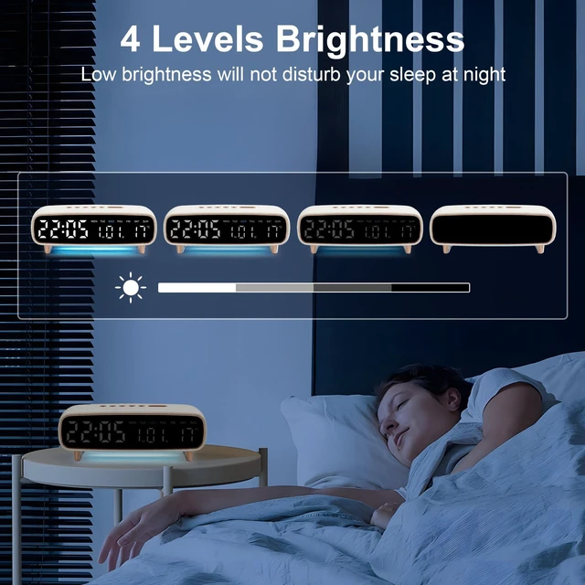 Alt view image 6 of 7 - Lafocuse Digital Alarm Clock with Light, 8.2" LED Display White Digital Clock Type-C/Battery Operated with USB Charging, Dual Alarm, Temperature, DST, Snooze for Heavy Sleepers Bedroom Office