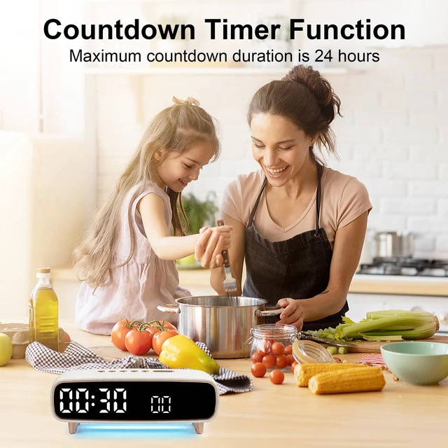 Alt view image 7 of 7 - Lafocuse Digital Alarm Clock with Light, 8.2" LED Display White Digital Clock Type-C/Battery Operated with USB Charging, Dual Alarm, Temperature, DST, Snooze for Heavy Sleepers Bedroom Office