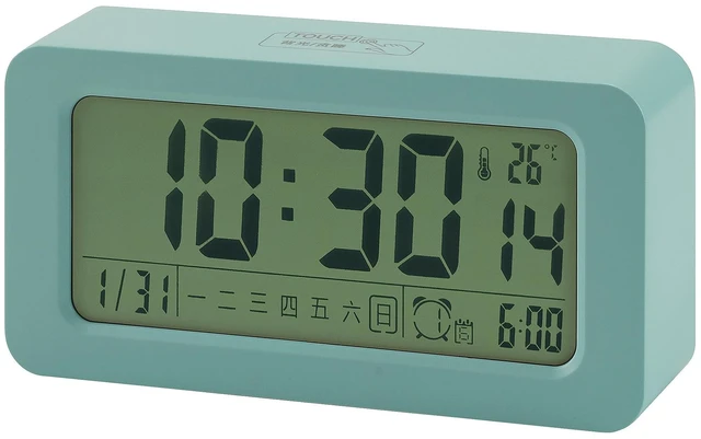 Main image of HMETOL Digital Alarm Clock with Large LED Display and Night Light 1PC | Snooze button for extra rest. Loud vibration wakes deep sleepers 5.4"L x 1.4"W x 3.0"H Green