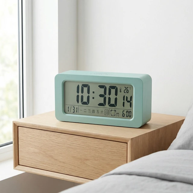 Alt view image 2 of 5 - HMETOL Digital Alarm Clock with Large LED Display and Night Light 1PC | Snooze button for extra rest. Loud vibration wakes deep sleepers 5.4"L x 1.4"W x 3.0"H Green