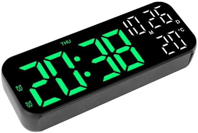 Main image of CCYLEZ LED Alarm Clock Digital Clock with Voice Control 3 Adjustable Brightness Temperature Display Dual Alarm Countdown Timer for Bedroom Office Black Green Lamp