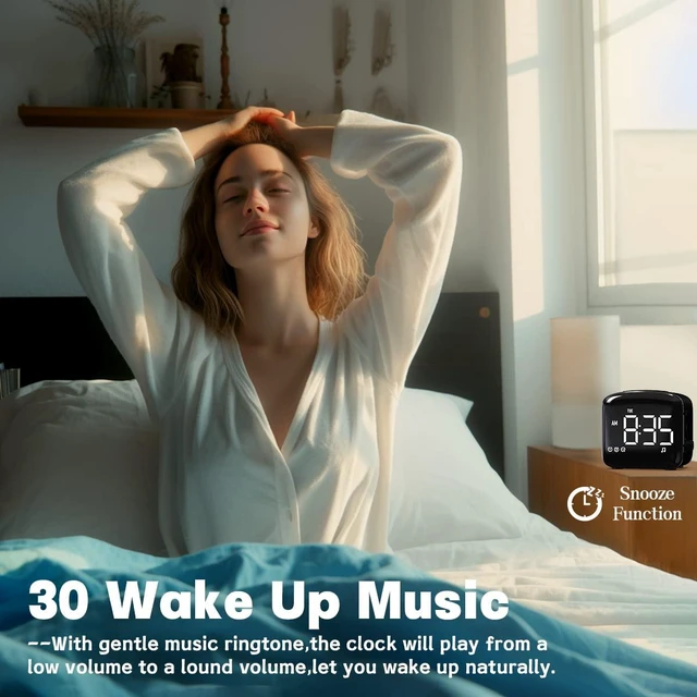 Alt view image 5 of 7 - Easysleep Acoustic Sound Alarms Digital Wake Up Clock with Big LED Display 27 Soothing Sounds Sunrise Clock Dual 3 Alarms Memory Snooze Setting 4 Brightness for Deep Sleepers Adults Teenagers
