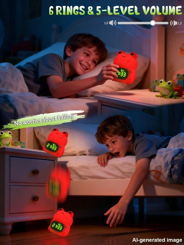 Alt view image 5 of 7 - Ammonite Cute Frog Night Light with Alarm Clock | Digital Clock with 8 Colors 3 Brightness, Dual Alarms, Timer, Snooze, Dimmable Touch Control Gift for Boys Girls
