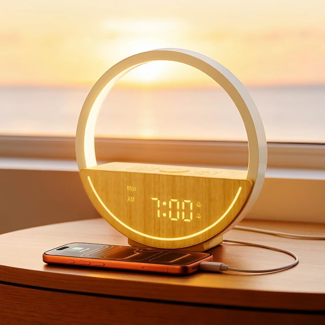 Main image of Alarm Clock with Sound Machine & Sunrise Lamp for Heavy Sleepers | Natural Gentle Wake Up Light with 20 Soothing Sleep Sounds, Digital Clock, Touch Control Light, Timer,Dual Alarms for Bedroom